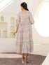 Light Green Pure Cotton Floral Printed Tiered Maternity Dress